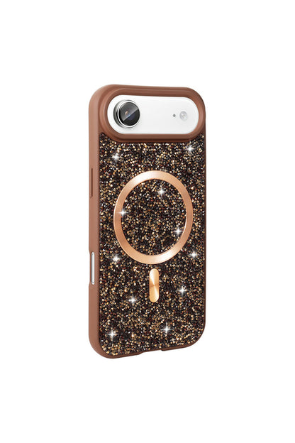 iPhone 17 Air Case with Rhinestone Mosaic Magnetic Charging Cover