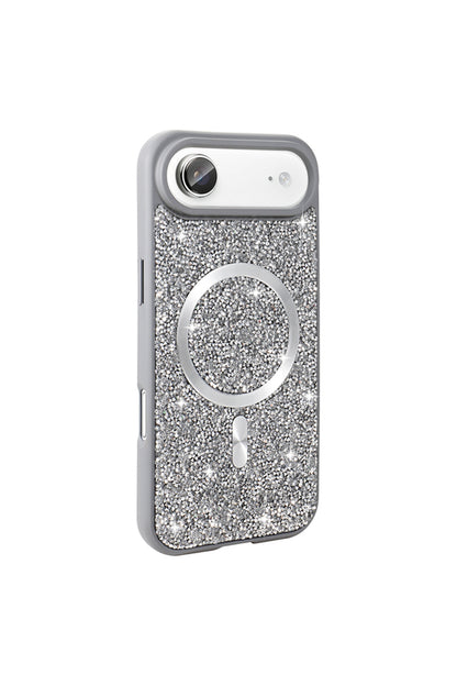 iPhone 17 Air Case with Rhinestone Mosaic Magnetic Charging Cover